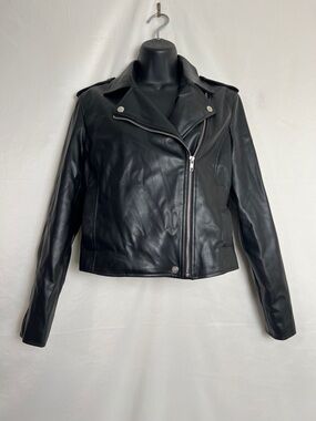 INC International Concepts Black Faux Leather Moto Jacket - Women